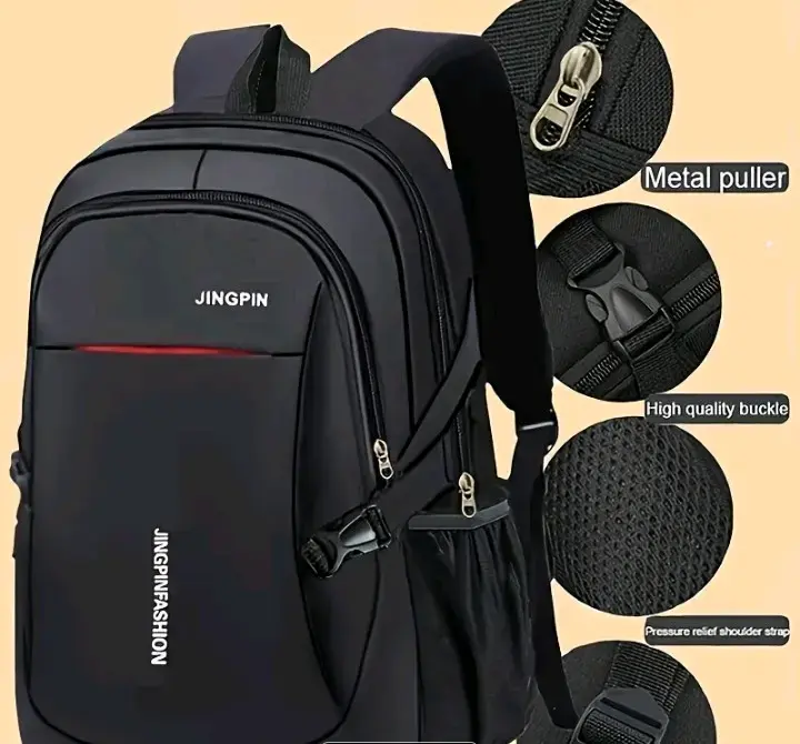 Mochila negra con logo Jingpin - 2