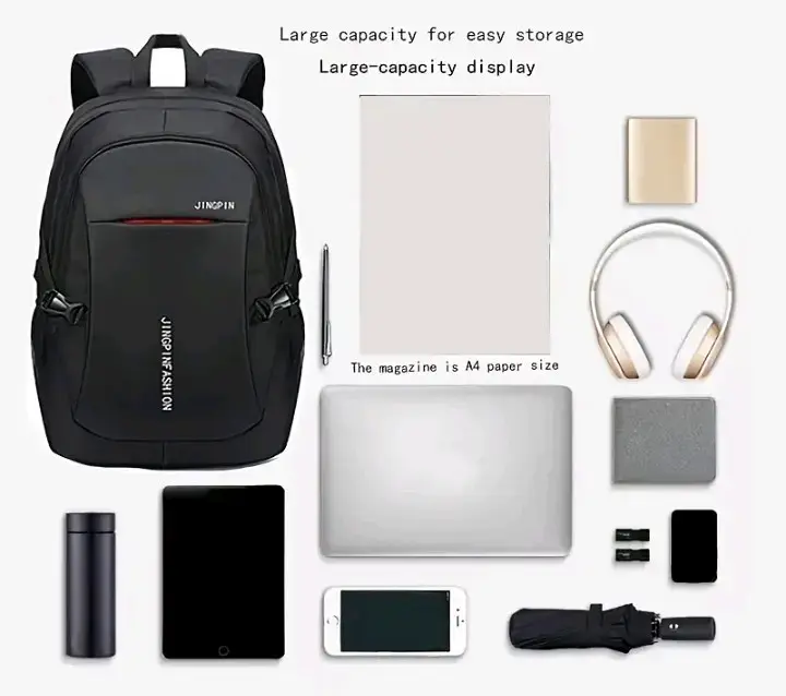 Mochila negra con logo Jingpin - 3