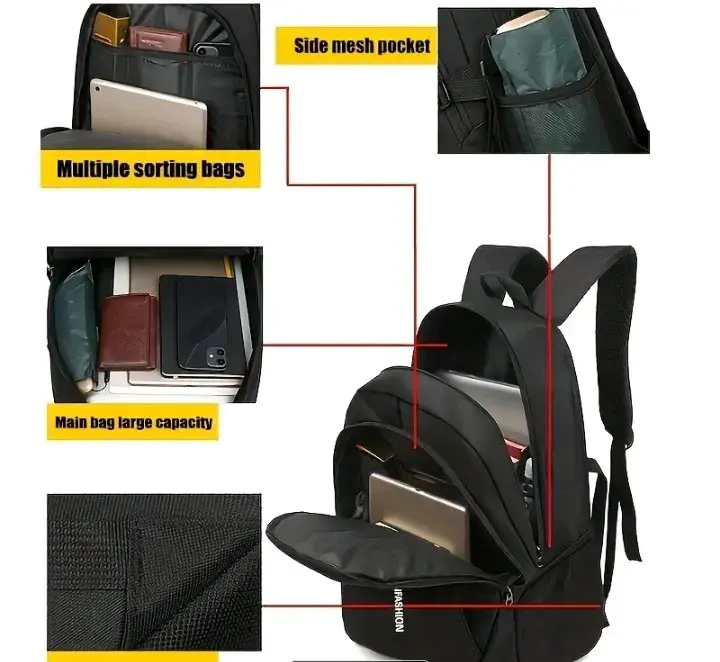 Mochila negra con logo Jingpin - 4