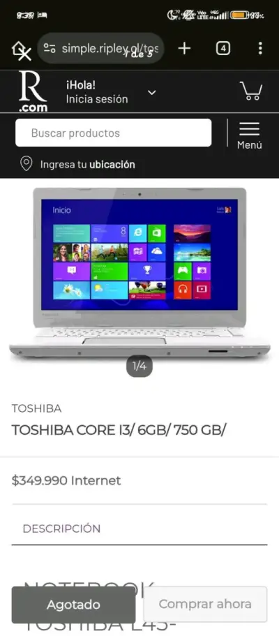 Notebook Toshiba Core i3 blanco - miniatura 1