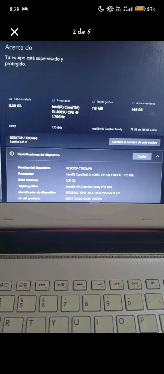 Notebook Toshiba Core i3 blanco - 2