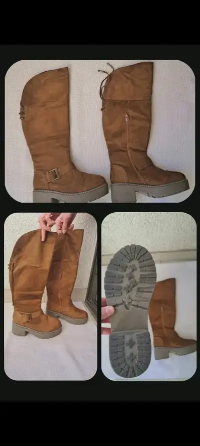 Botas altas café con hebilla - miniatura 1