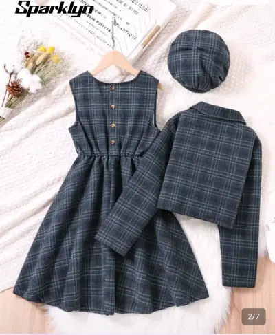Conjunto a cuadros para niña talla 11-12 - miniatura 1