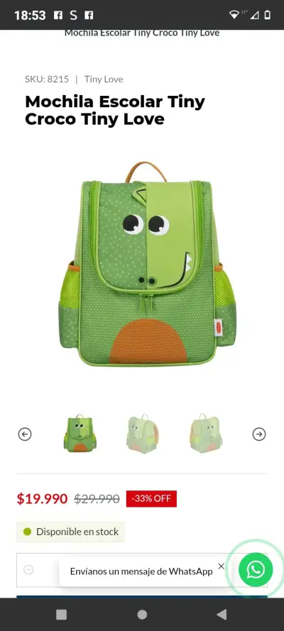 Mochila escolar Tiny Croco - miniatura 1