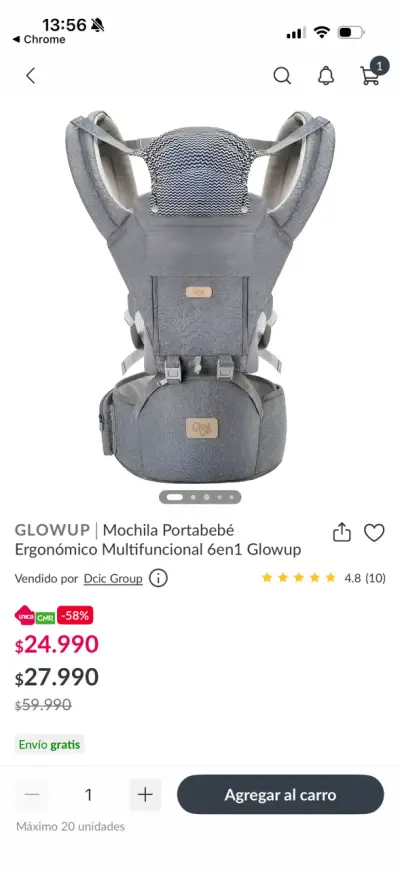 Portabebé gris ergonómico - miniatura 2