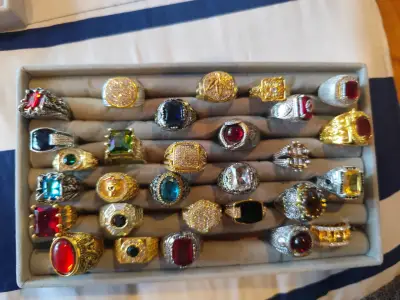 Colgantes de cadena dorados anillos hombre mujer - miniatura 1