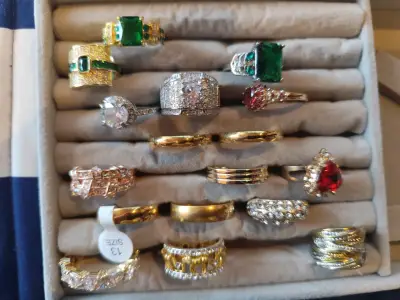 Colgantes de cadena dorados anillos hombre mujer - miniatura 13