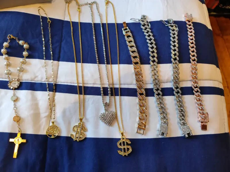 Colgantes de cadena dorados anillos hombre mujer - 14