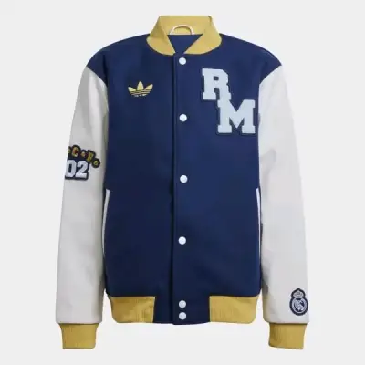 Chaqueta varsity azul con logo - miniatura 1