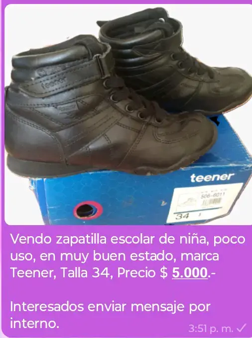 Zapatillas escolares Teener niña