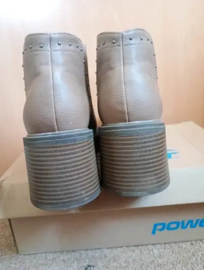 Botines camel con tacón ancho - miniatura 4