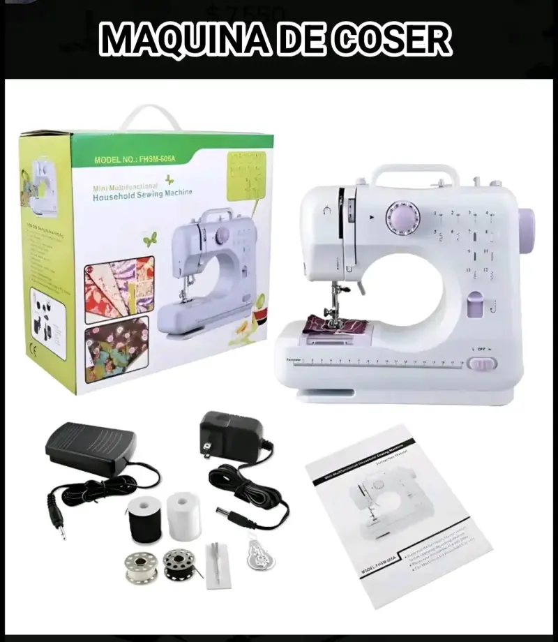 Máquina de coser portátil blanca