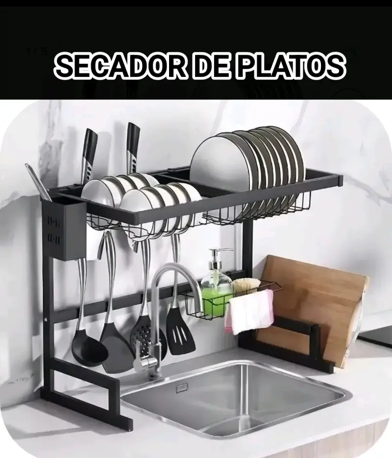 Secador de platos negro