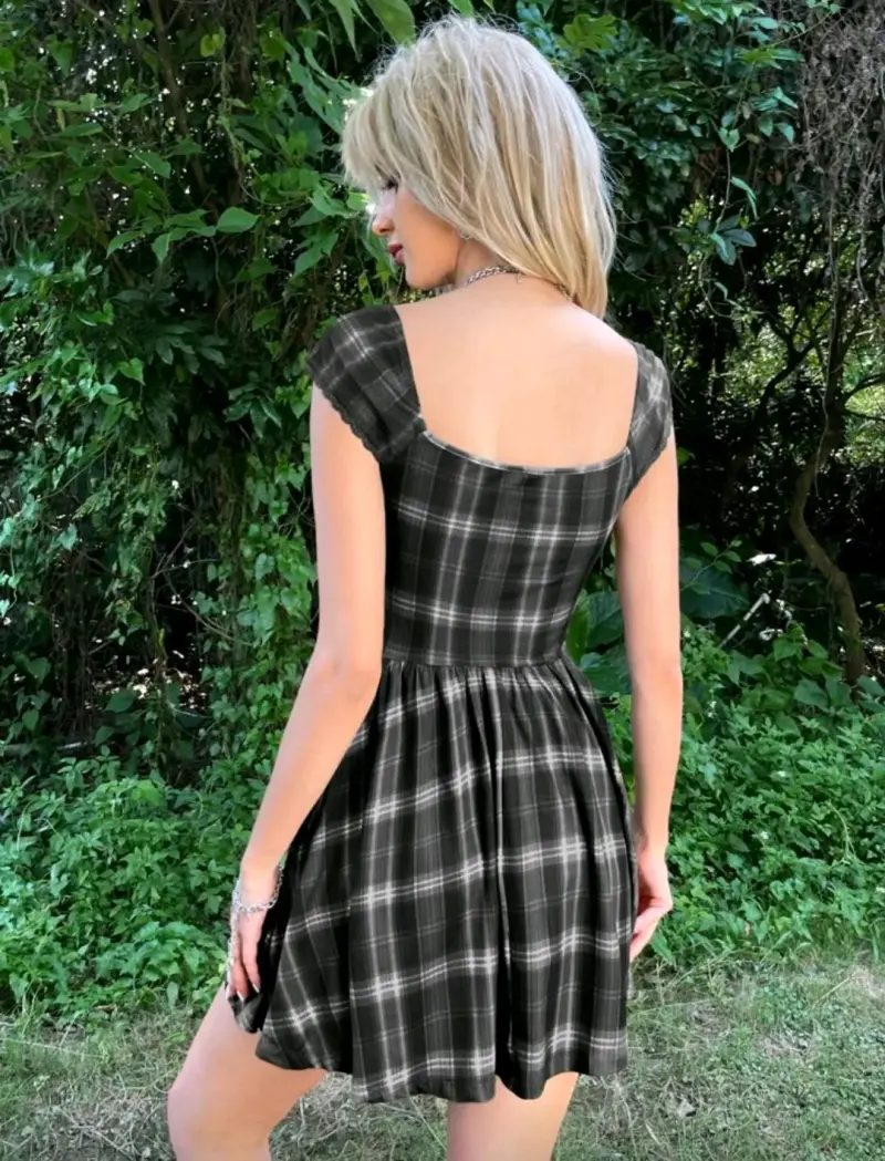 Vestido a cuadros negro - 2