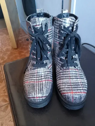 Botines tartán negros y blancos - miniatura 3