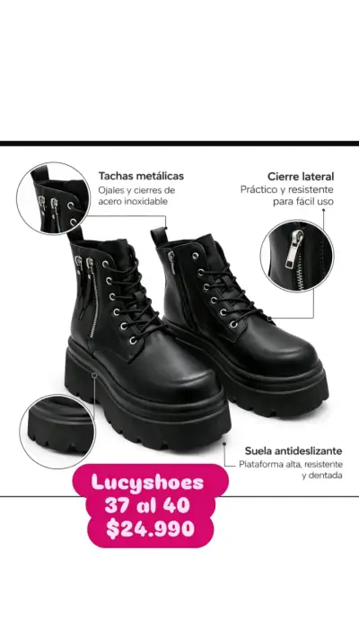 Botas negras plataforma eco cuero - miniatura 1