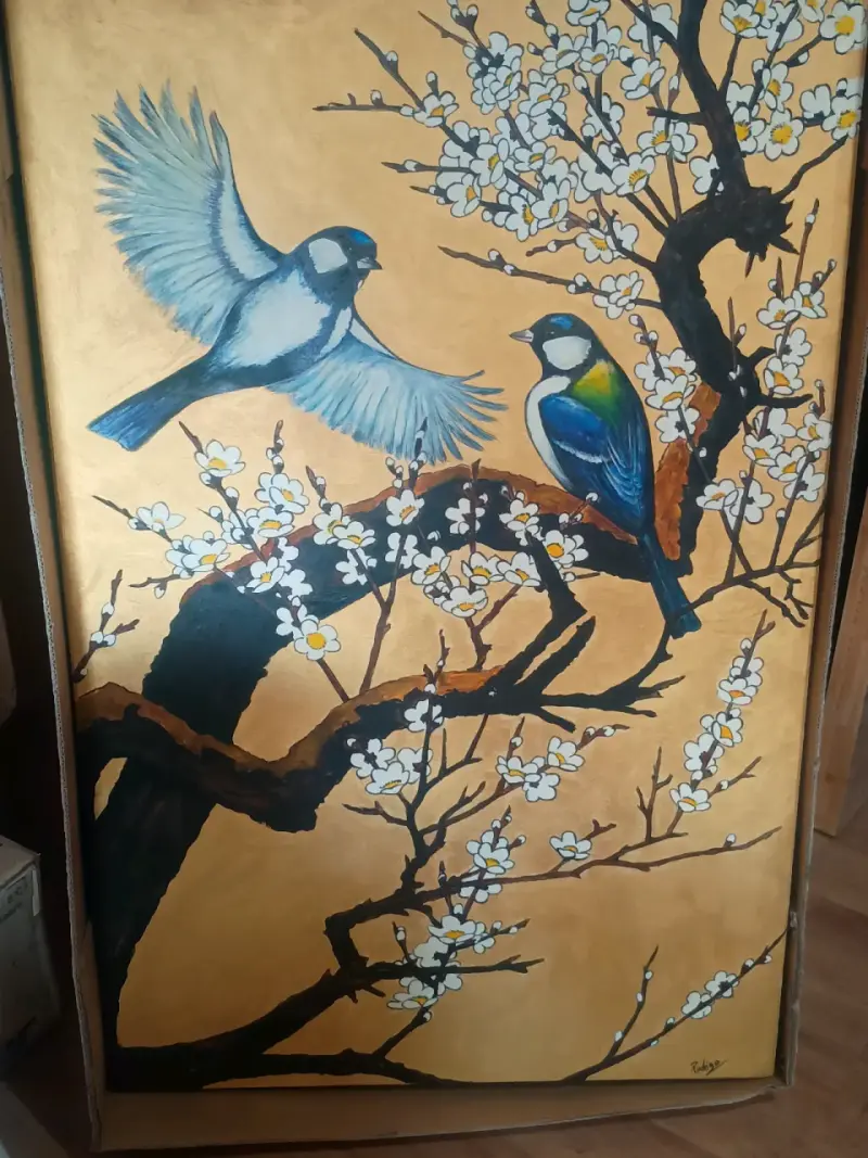 Cuadro flores y pajaros - 1