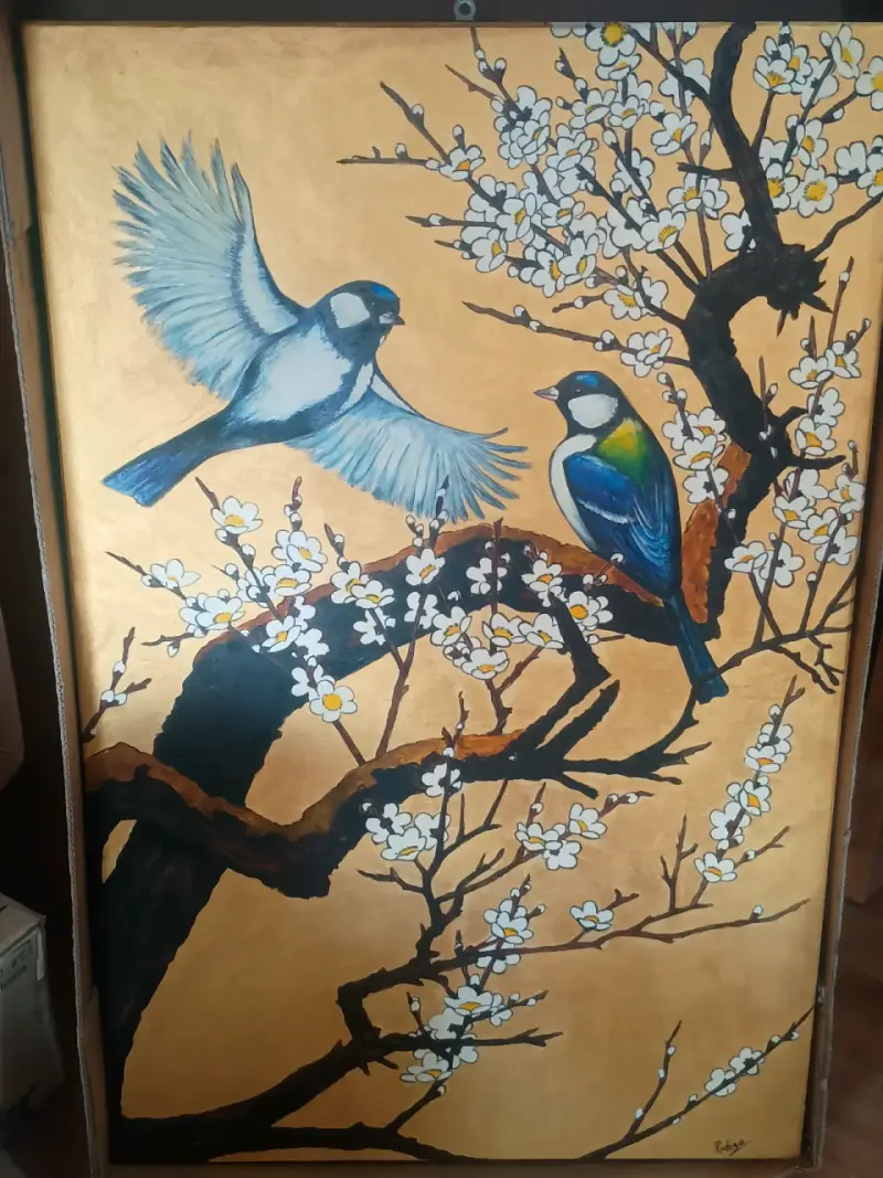 Cuadro flores y pajaros - 2