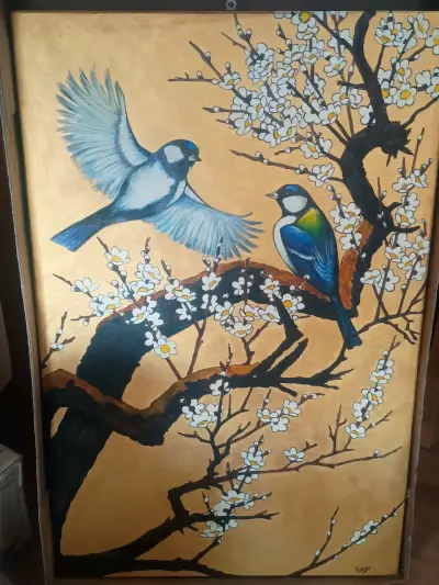 Cuadro flores y pajaros - miniatura 2
