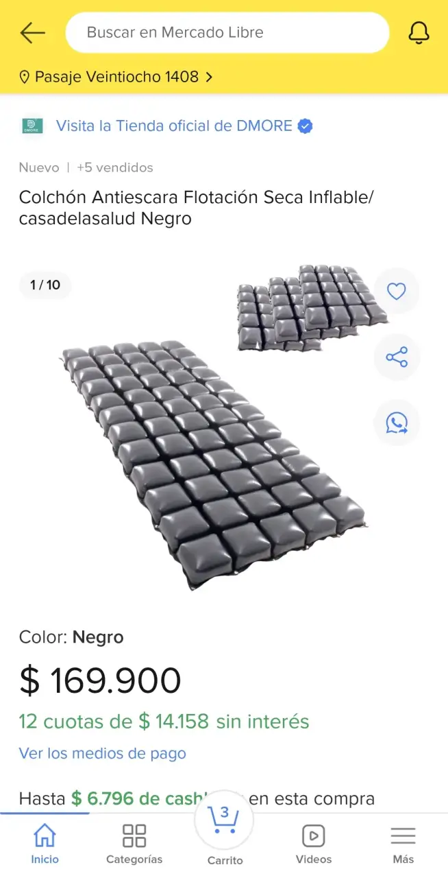 Colchón Antiescara Inflable Negro