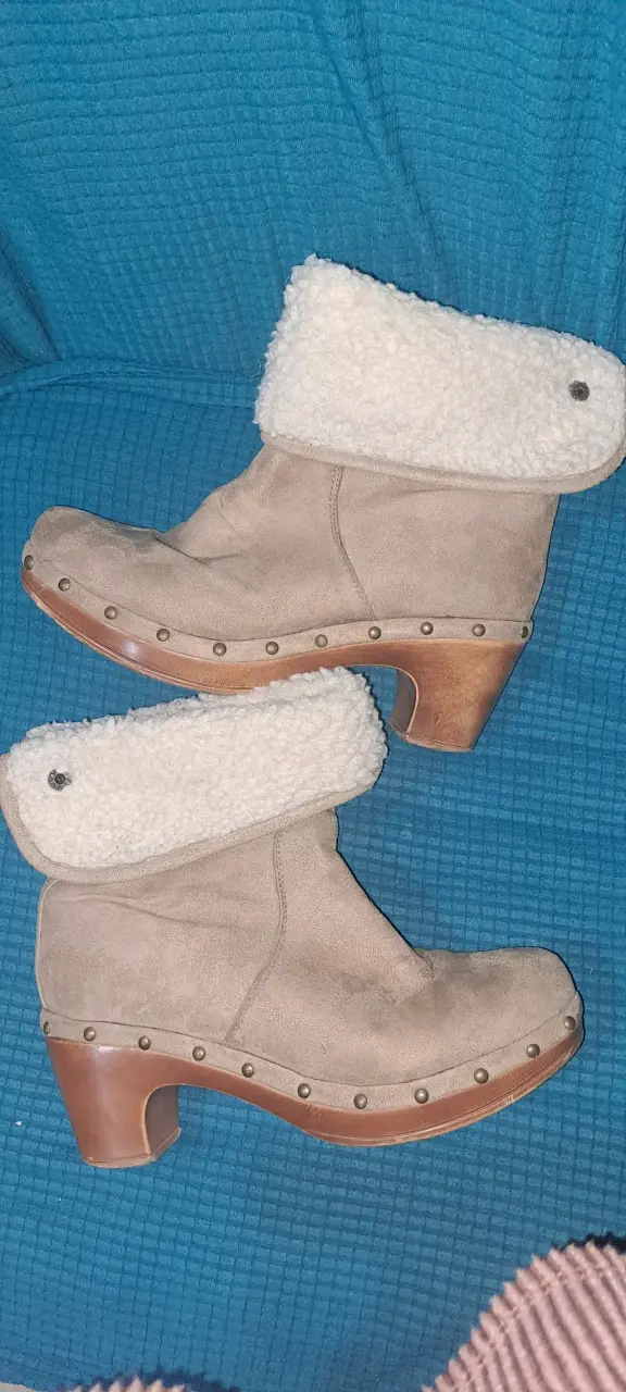 Botines de tacón beige con forro - 2