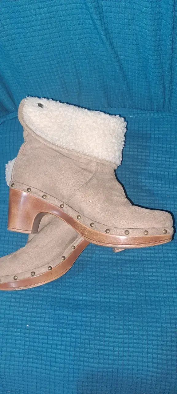 Botines de tacón beige con forro - 3