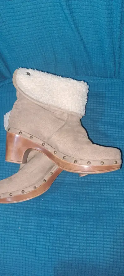 Botines de tacón beige con forro - miniatura 3
