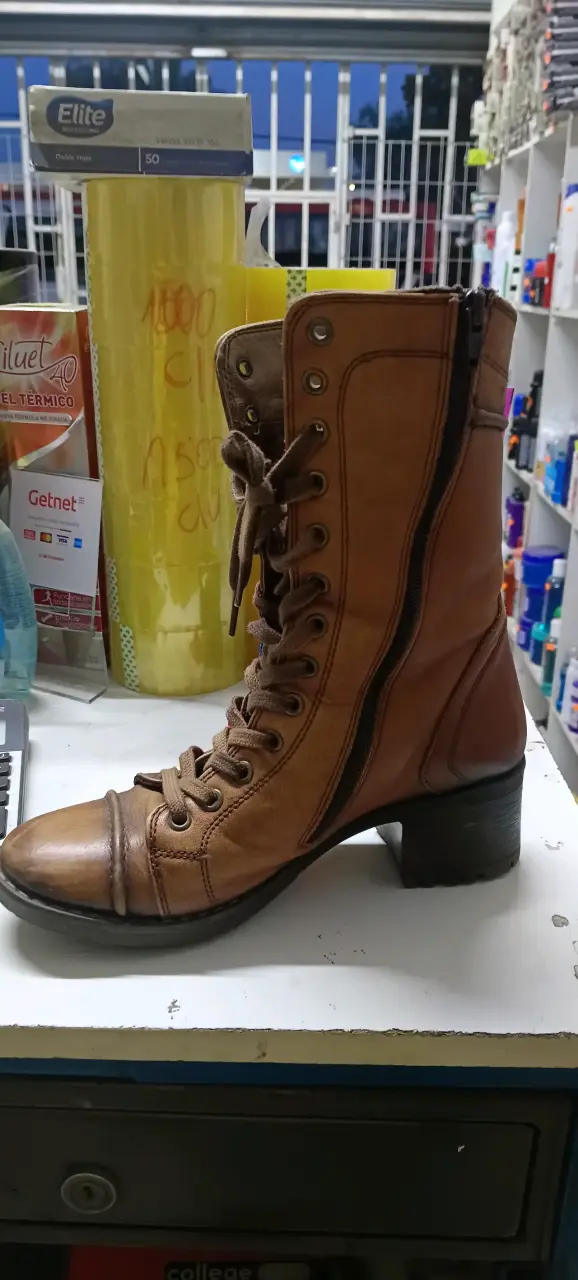 Botines de cuero marrón 38 - 1