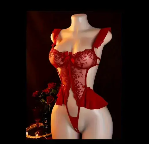Body de encaje rojo elegante - 1