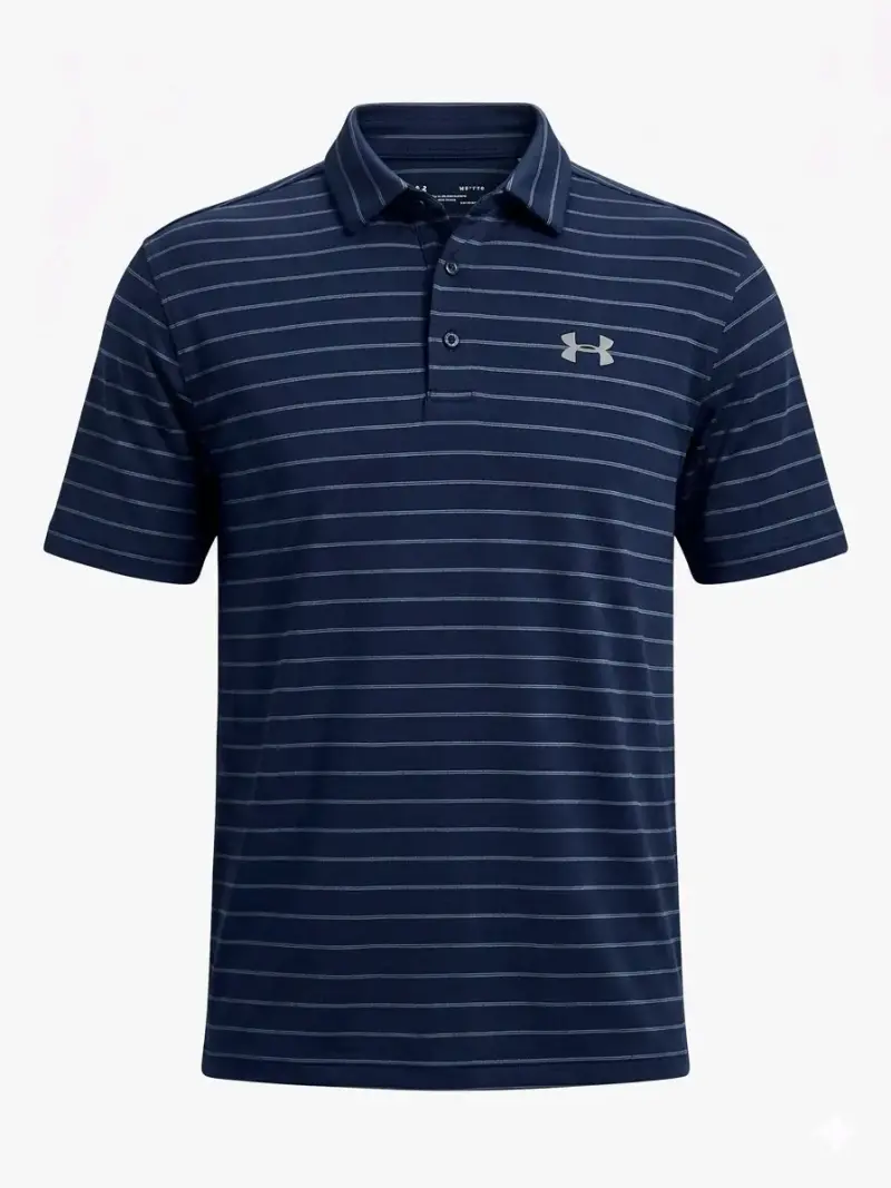 Polera polo azul a rayas under armour - 1