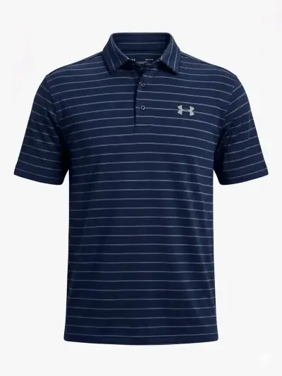 Polera polo azul a rayas under armour - miniatura 1