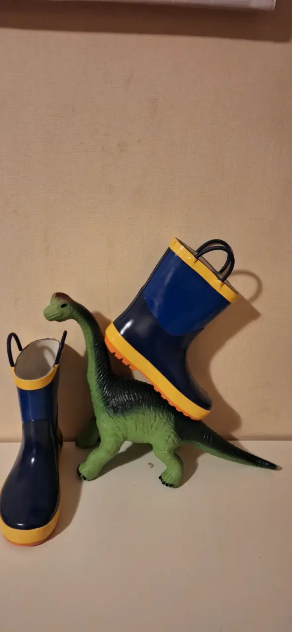 Botas de lluvia infantiles azul y amarillo - 4