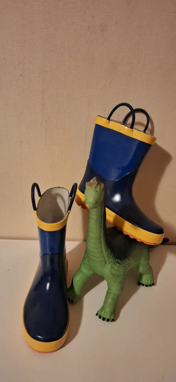 Botas de lluvia infantiles azul y amarillo - 5