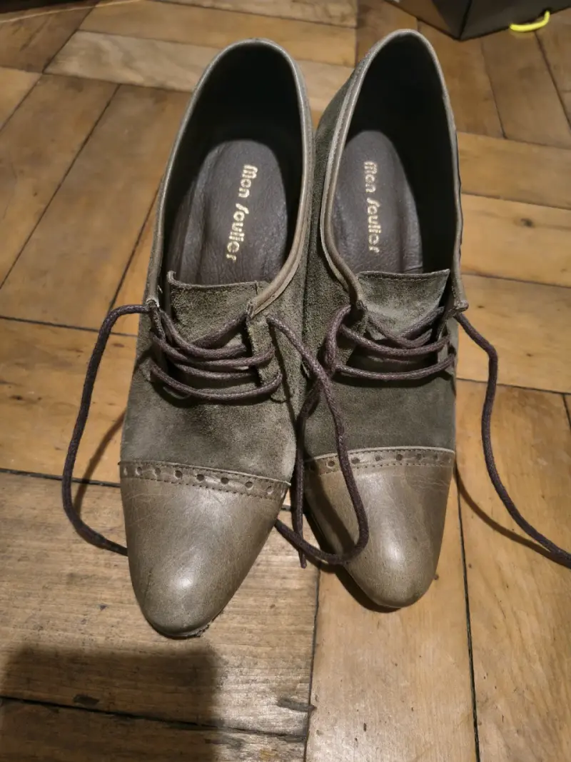 Zapatos de cuero verde musgo - 1