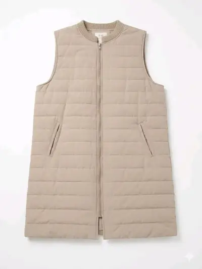 Chaleco sin mangas beige acolchado - miniatura 1