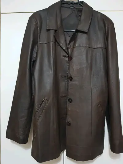 Chaqueta de cuero marrón - miniatura 3