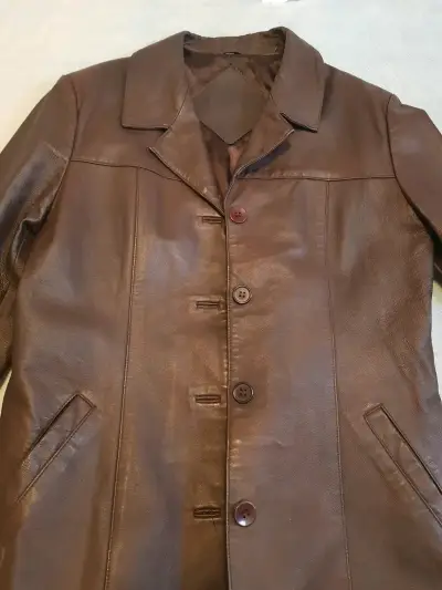 Chaqueta de cuero marrón - miniatura 4