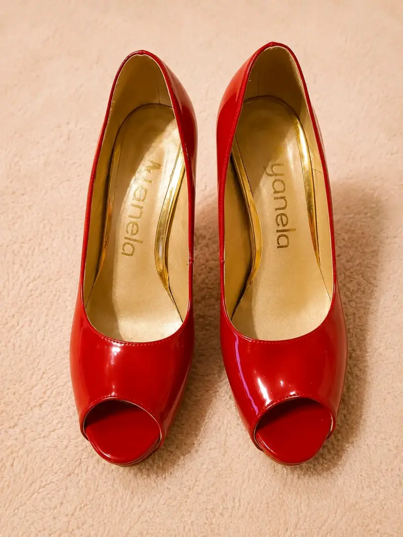 Zapatos rojos de charol, 38, taco alto - 2