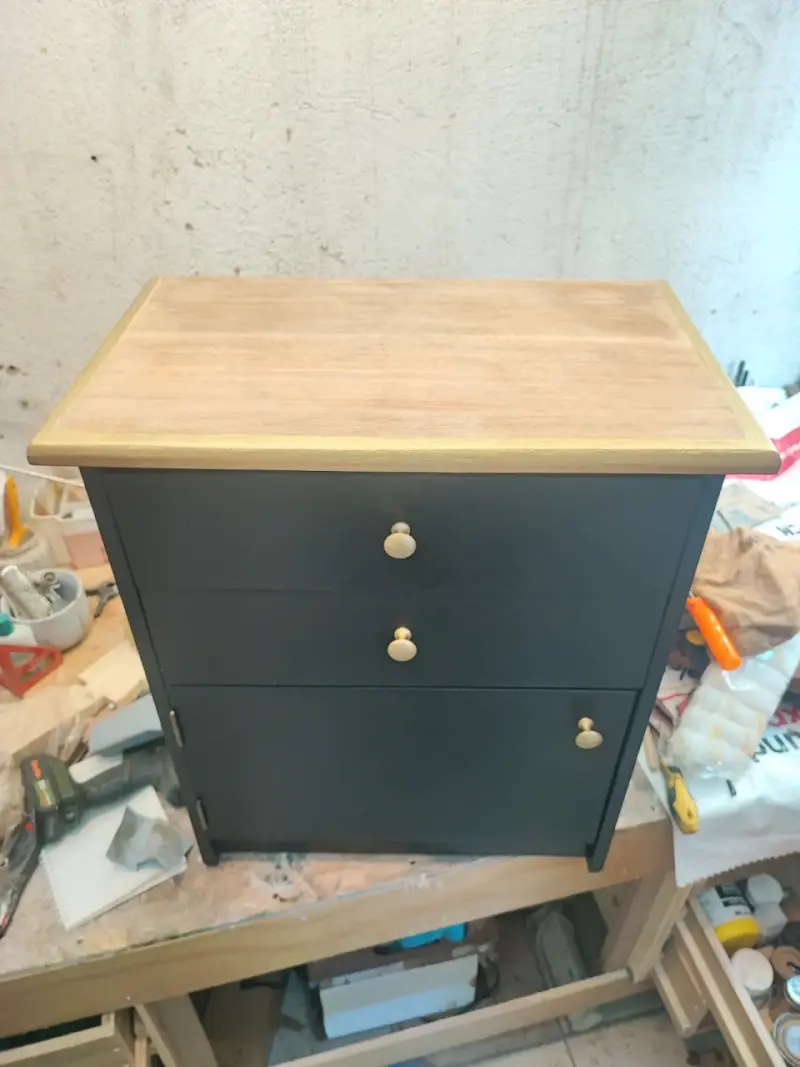 Mueble/velador con cajonera negro - 3