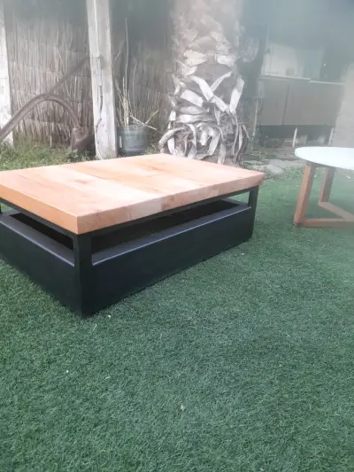 Mesa de centro de madera y metal - miniatura 2