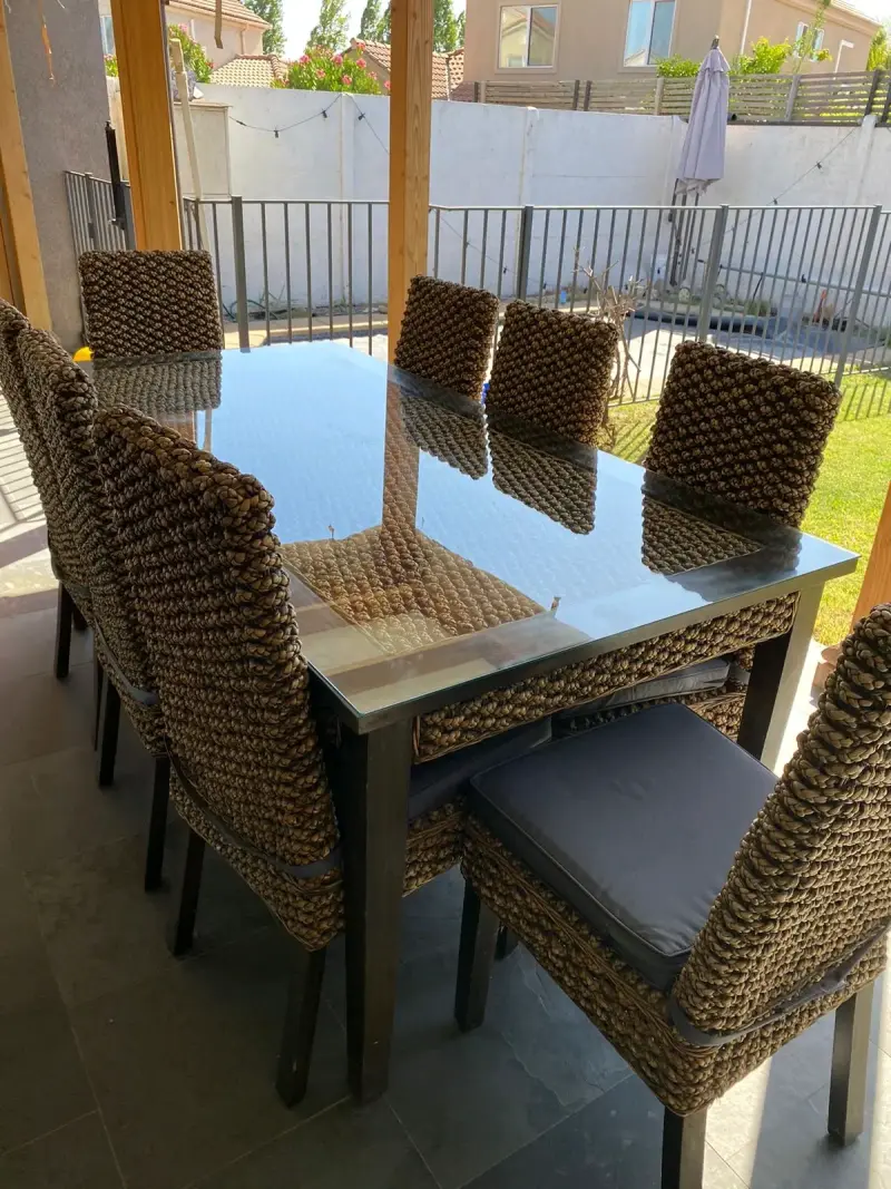 Juego de comedor de terraza de ratán - 1