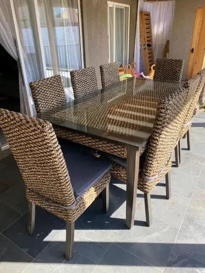 Juego de comedor de terraza de ratán - miniatura 2