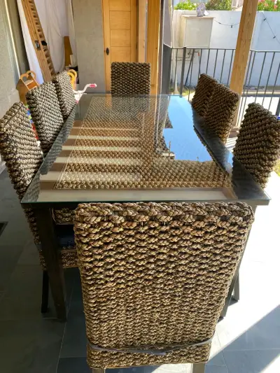 Juego de comedor de terraza de ratán - miniatura 4