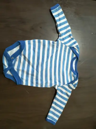 Body de bebé azul a rayas - miniatura 1