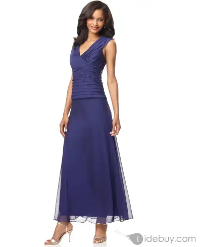 Vestido largo azul elegante - miniatura 1