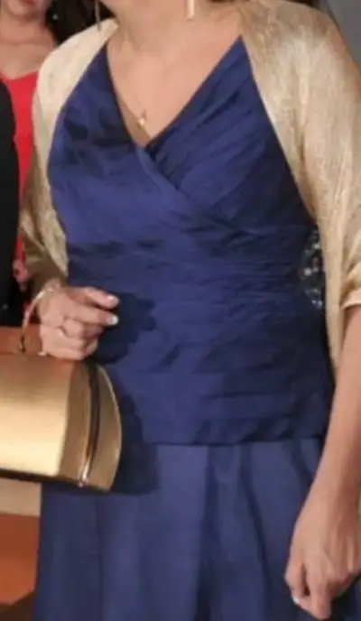 Vestido largo azul elegante - miniatura 4