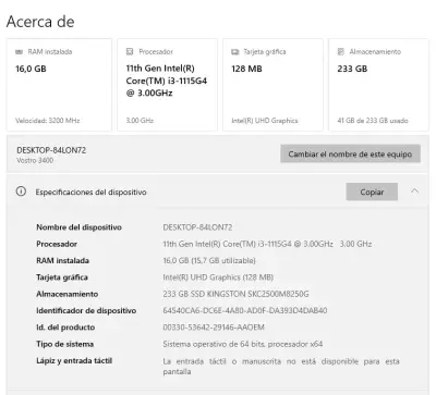 Notebook Dell Vostro 3400 15'' negro - miniatura 3