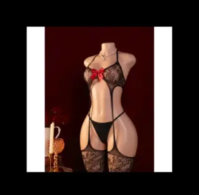 Disfraz de encaje negro sensual - miniatura 1