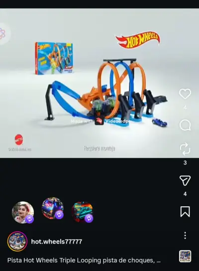 Pista Hot Wheels Triple Looping , pista de choques - miniatura 1