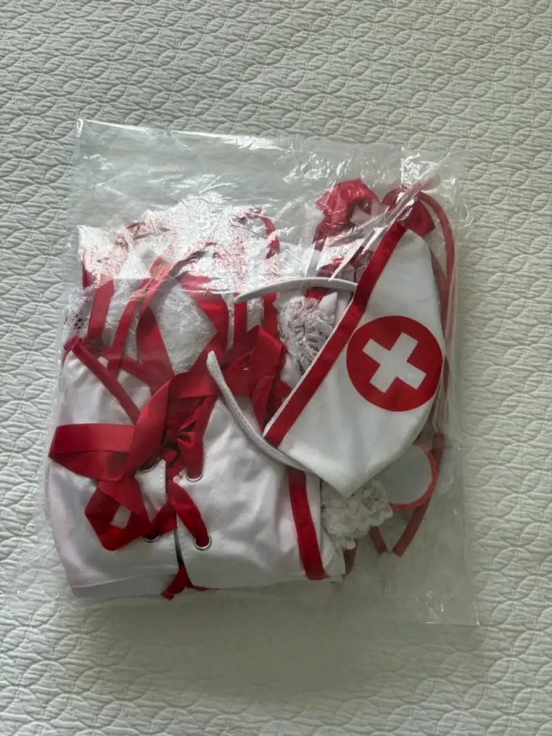 Disfraz enfermera sexy blanco y rojo - 2